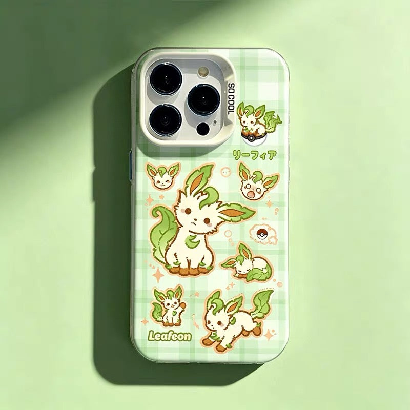 日本のアニメ ポケモン マット＆シルバーケース イーブイ進化 かわいいエモバージョン | イーブイ シャワーズ サンダース エーフィ ブラッキー リーフィア グレイシア ニンフィア 8スタイル - スマホケース Samsung Galaxy S26 S25 S24 S23 S22 S21 FE Ultra Edge