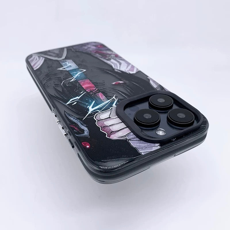 Japanese Anime Naruto Ninja | Laser Sakura with Sword - iPhone Case 7 8 PLUS XS XR X 11 12 13 14 15 16 Pro Promax SE3 SE2 KawaiiGiftLand