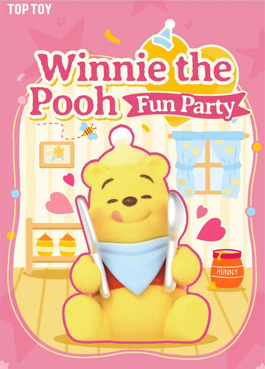 TOP TOY x Winnie the Pooh Fun Party Series Blind Box packaging and collection layout