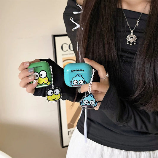 Japanese Cartoon Classical KeroKeroKeroppi Keroppi Hangyodon Blue Green with Keychain - AirPods AirPodsPro AirPods3 AirPods4 Case