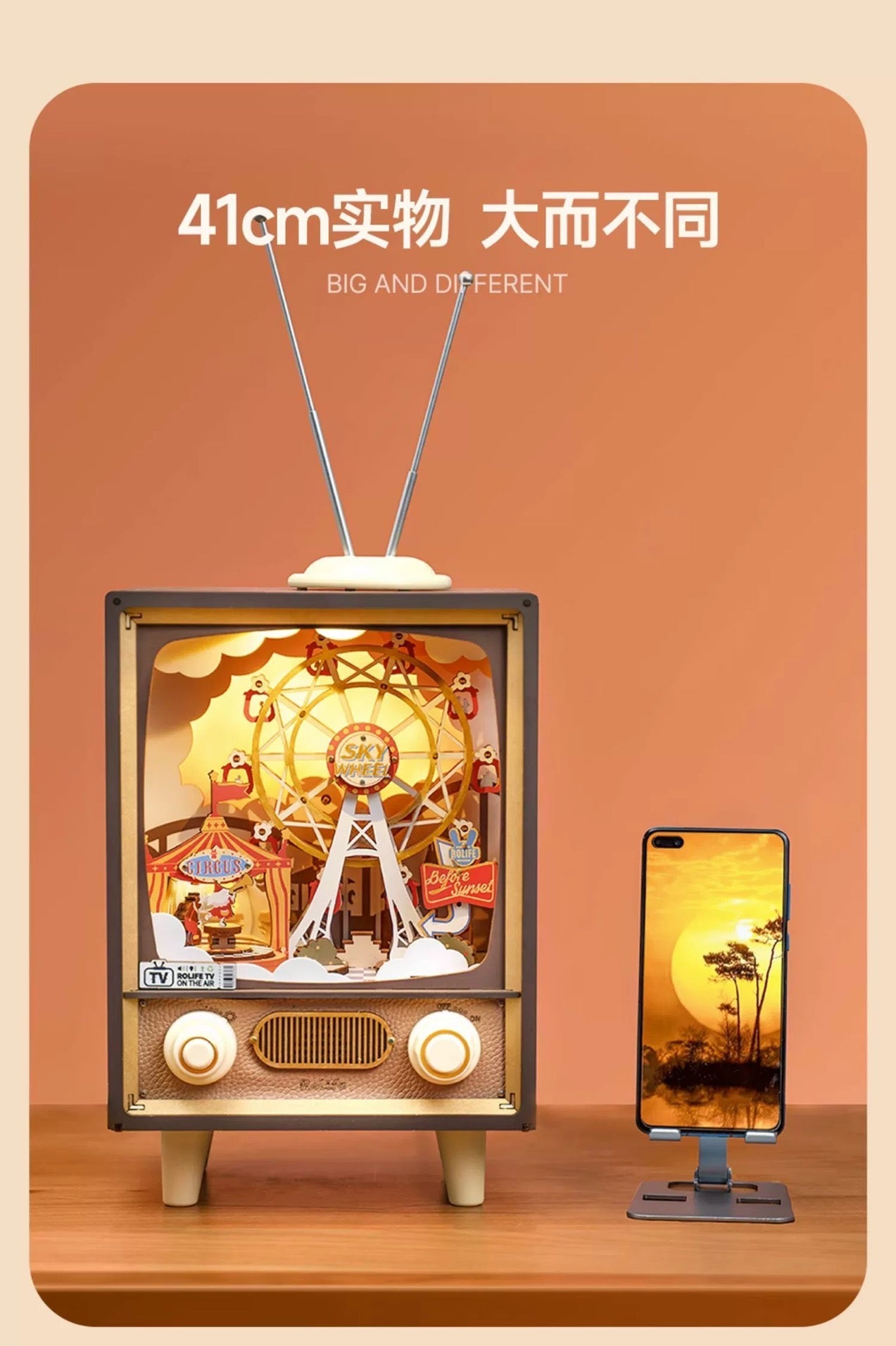 Craft Kits Wooden Music Box | Sunset Amusement Park - DIY Handmade Mini World Miniature Gift with Light