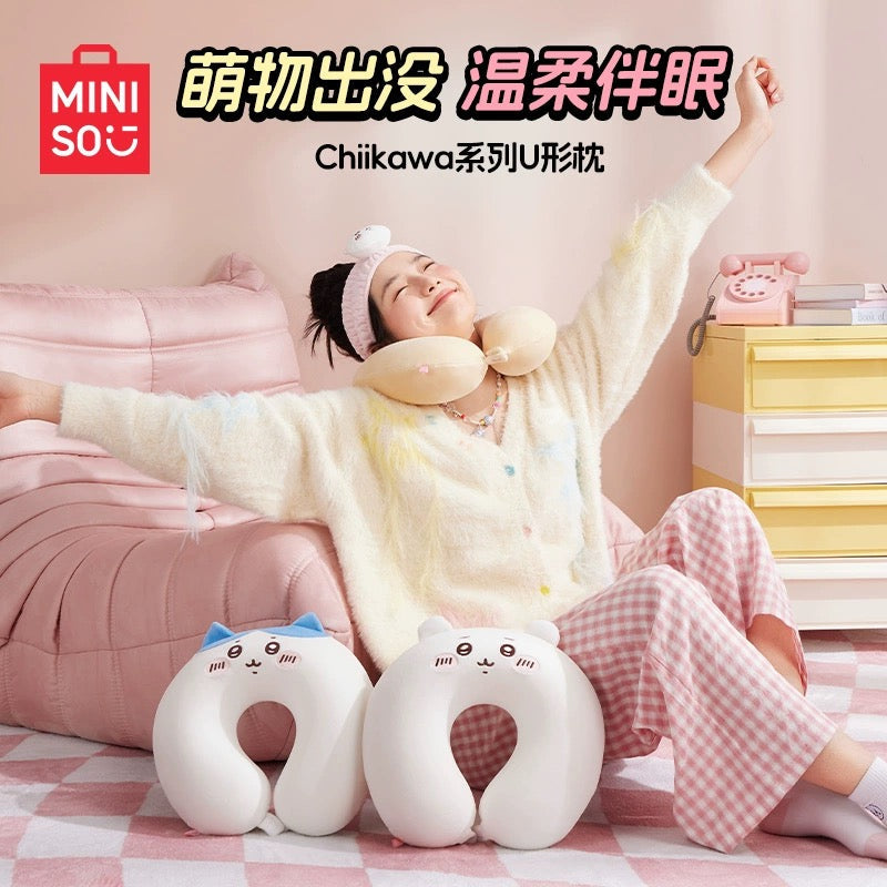ChiiKawa X Miniso | ChiiKawa Hachiware Usagi Neck Pillow - Airplane Pillow Kawaii items Room Decoration KawaiiGiftLand