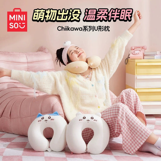 ChiiKawa X Miniso | ChiiKawa Hachiware Usagi Neck Pillow - Airplane Pillow Kawaii items Room Decoration KawaiiGiftLand