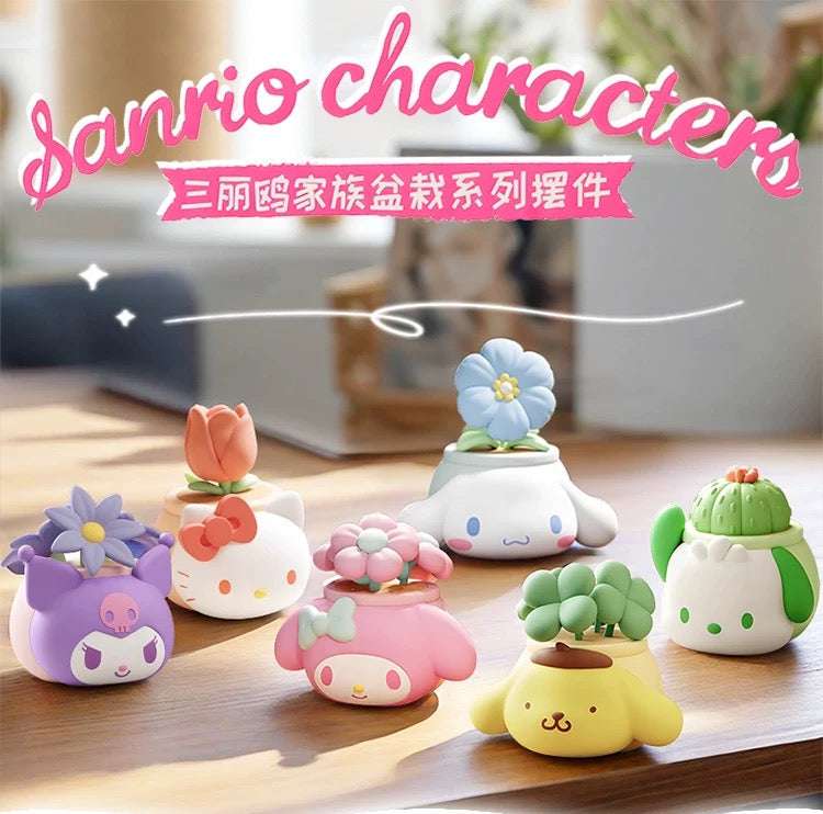 Sanrio Characters Potted Series Of Ornaments | Hello Kitty My Melody Kuromi Cinnamoroll Pompompurin Pochacco - Collectable Toys Kawaii Items