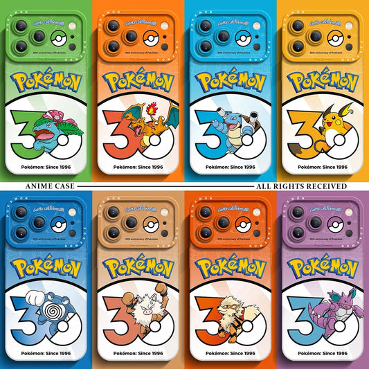 Japanese Cartoon Pokemon Silicone Case Pokemon 30 Anniversary Version Part3 | Venusaur Charmander Blastoise Raichu Poliwrath Primeape Arcanine Nidoking 8 Styles - iPhone Case PLUS SE2 XS XR X 11 12 13 14 15 16 16e 17 17e Pro Promax 12mini 13mini