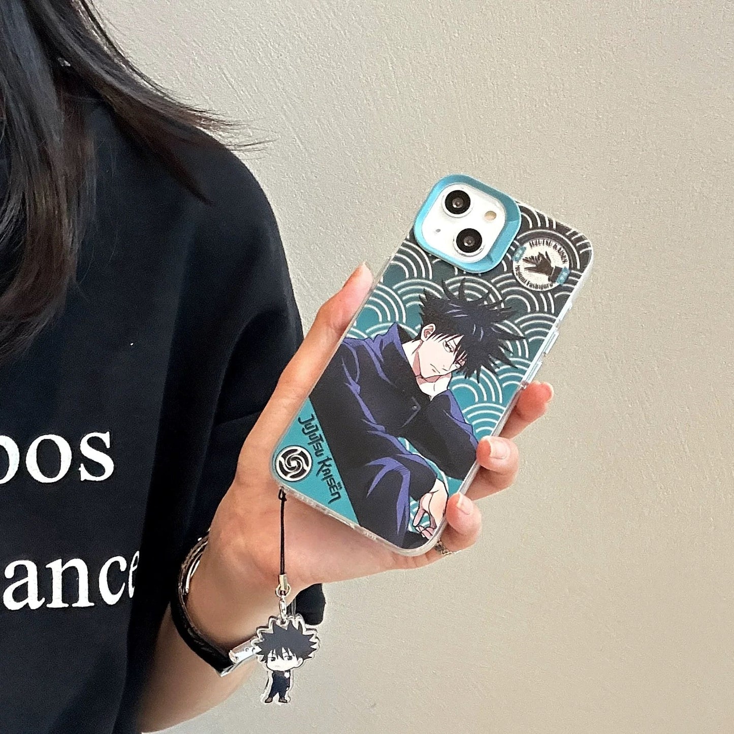 Japanese Anime Jujutsu Kaisen Phone Case with Strap | Satoru Yuji Megumi Nanami Kugisaki Nobara - iPhone Case 7 8 PLUS SE2 XS XR X 11 12 13 14 15 16 Pro Promax 12mini 13mini KawaiiGiftLand