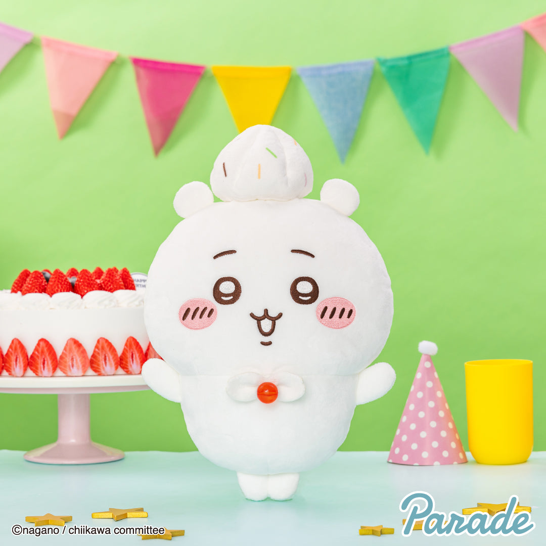 Japan ChiiKawa ChiiKawa & Hachiware Birthday 2025 Series | ChiiKawa Hachiware Usagi Birthday Cake Cream and Lighter Big 30cm Plush Doll  Kawaii items Room Decoration doll KawaiiGiftLand