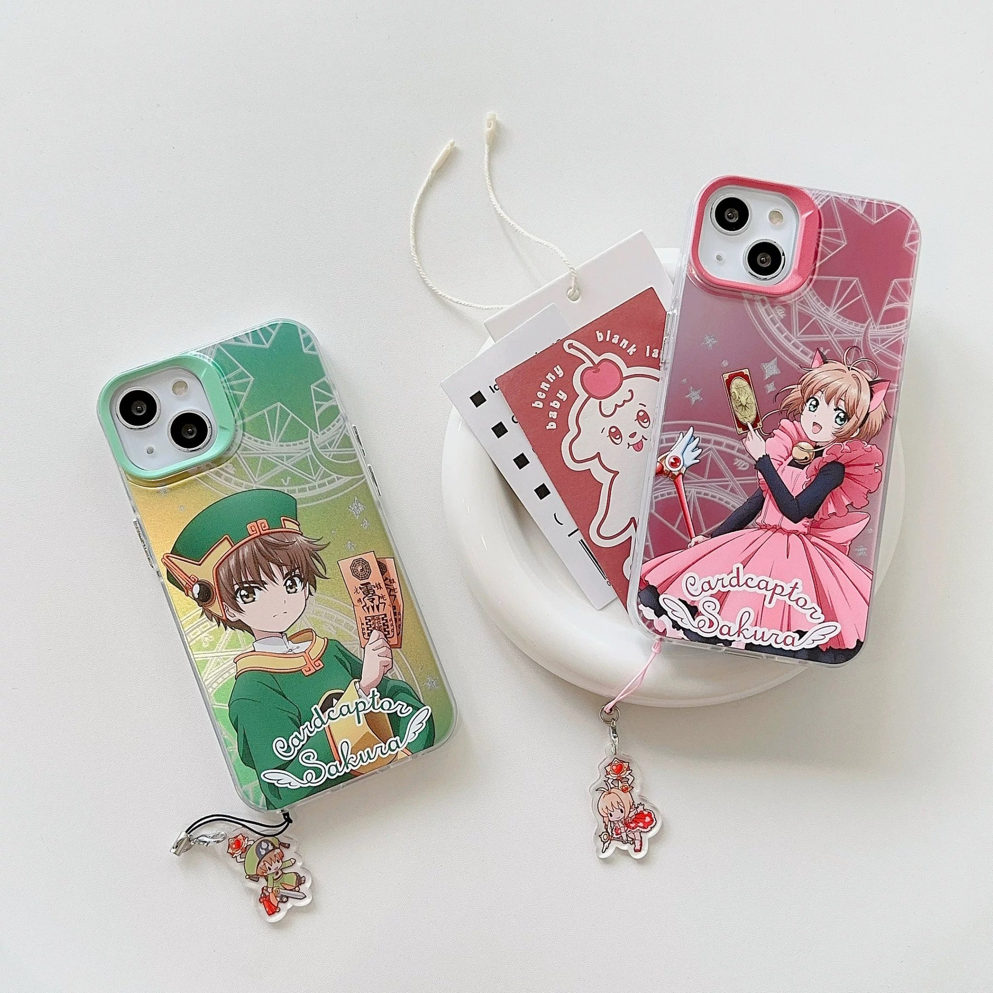 CardCaptorSakura Colourful Laser Case | Sakura & Syaoran Li - iPhone Case 7 8 PLUS SE2 XS XR X 11 12 13 14 15 16 Pro Promax 12mini 13mini