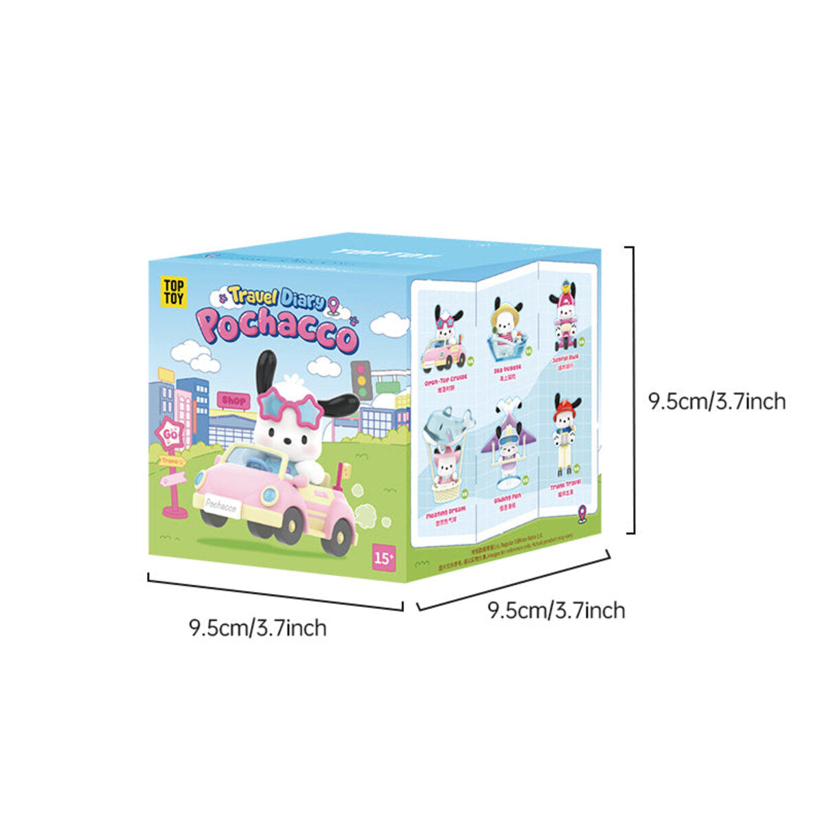 TOPTOY Pochacco Travel Diary Series product size chart figure height and case dimensions