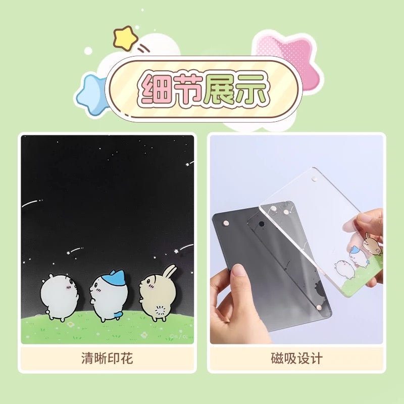 ChiiKawa X Miniso | ChiiKawa Hachiware Usagi Watching Shooting Star Acrylic Cardholder - Kawaii items Room Decoration Item KawaiiGiftLand