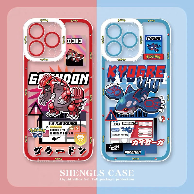 Japan Cartoon Pokemon Game Pixel Version | Ho-Oh Lugia Groudon Kyogre Entei Suicune Raikou Yveltal - iPhone Case PLUS SE2 XS XR X 11 12 13 14 15 16 16e 17 17e Pro Promax 12mini 13mini
