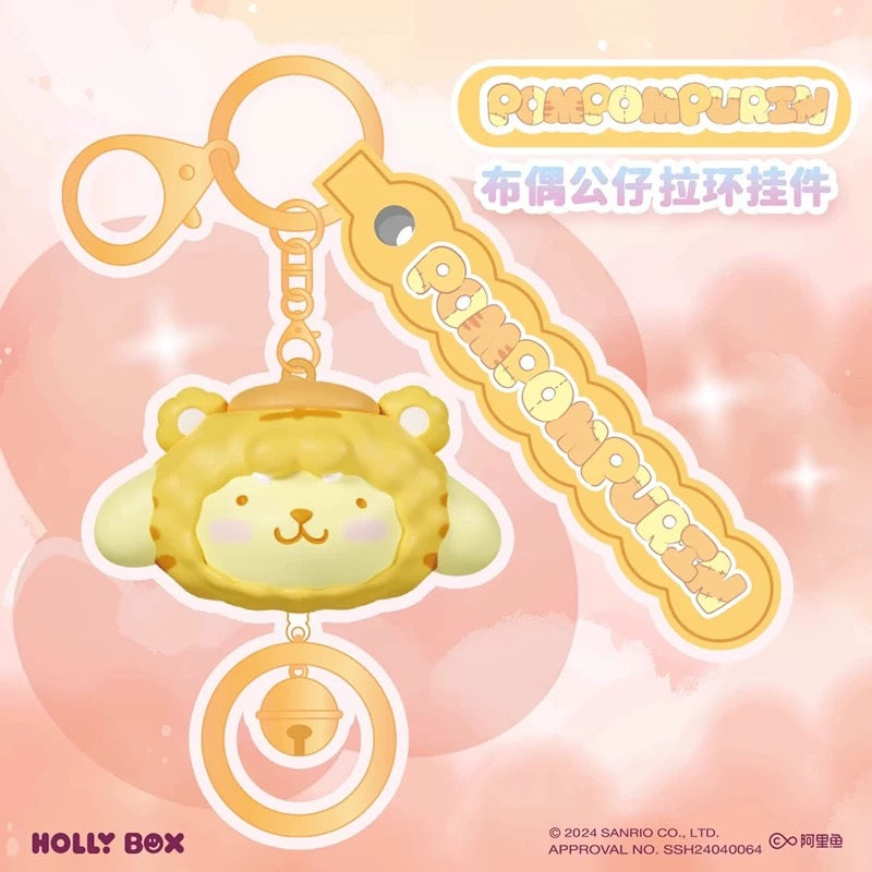 Sanrio Characters Plush Bear Series Keychain with Bell | Hello Kitty My Melody Kuromi Pompompurin Pochacco - Kawaii Item Cute Accessories KawaiiGiftLand