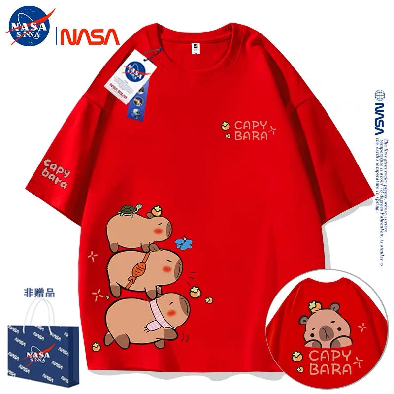 Cute Animals Capybara Style T-Shirt Series | Fun Capybara Group Front & Back Part1 - Kawaii Fashion Items for Child & Adult Matching outfits for Parents and Children