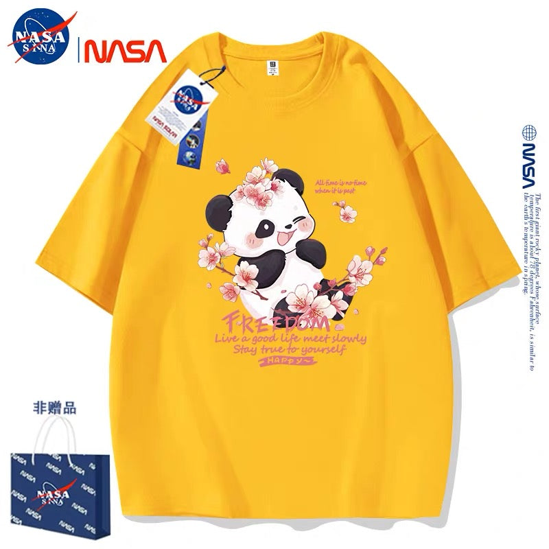 Cute Animals Panda Style T-Shirt Series | Smile Panda with Flower Part2 - Kawaii Fashion Items for Child & Adult