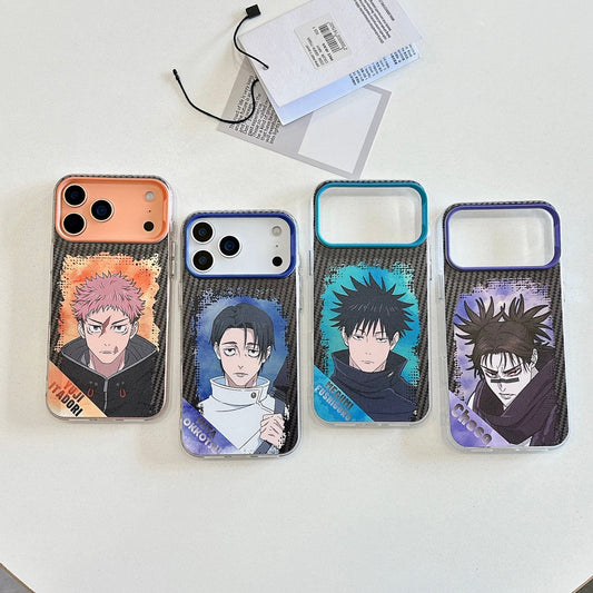 Japanese Anime Jujutsu Kaisen Laser Case Dark Background Version | Yuji Yuta Megumi Choso - iPhone Case PLUS SE2 11 12 13 14 15 16 16e 17 17e Pro Promax 12mini 13mini