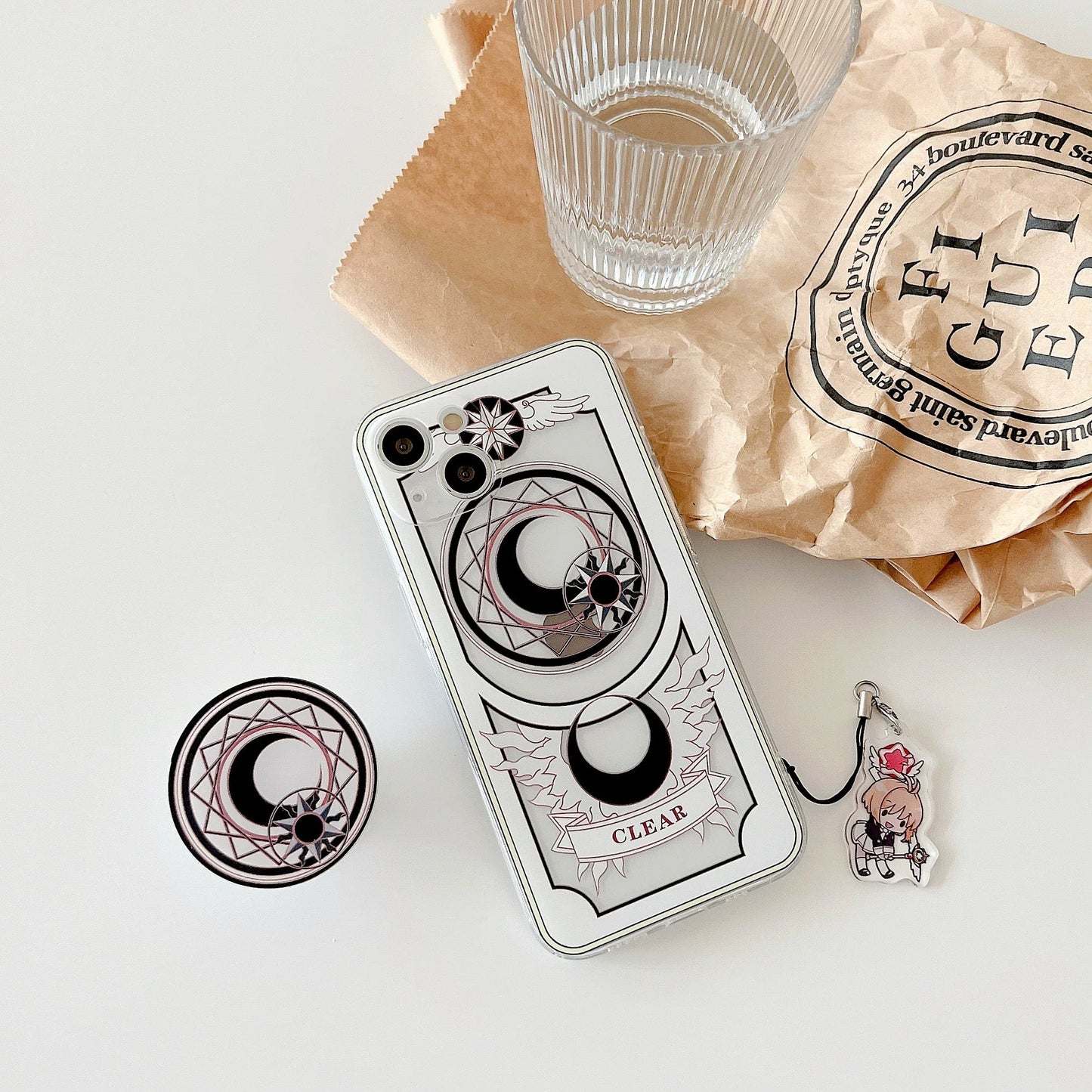 CardCaptorSakura Sakura Clean Card with Acrylic Stand | Black Clear & Clown - iPhone Case XS XR 11 12 13 14 15 16 Pro Promax
