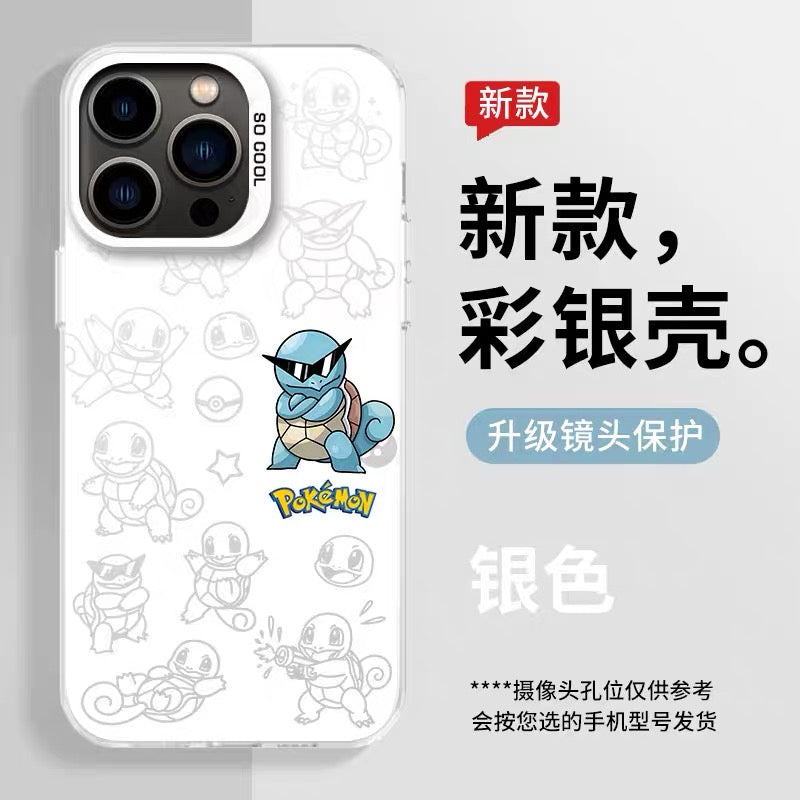 เคส iPhone ลายการ์ตูนญี่ปุ่นโปเกมอน แบบด้านและสีเงิน ภาค 3 | ปิกาจู, ชาร์แมนเดอร์, บัลบาซอร์, สควอเทิล, มิมิคคิว, จิกกลีพัฟ, มิว 8 สไตล์ - เคส iPhone PLUS SE2 XS XR X 11 12 13 14 15 16 16e 17 17e Pro Promax 12mini 13mini