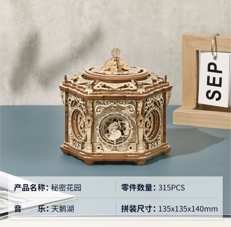 Craft Kits Wooden Music Box | Vintage Style Mechanical Music Box - DIY Handmade Mini World Miniature Gift