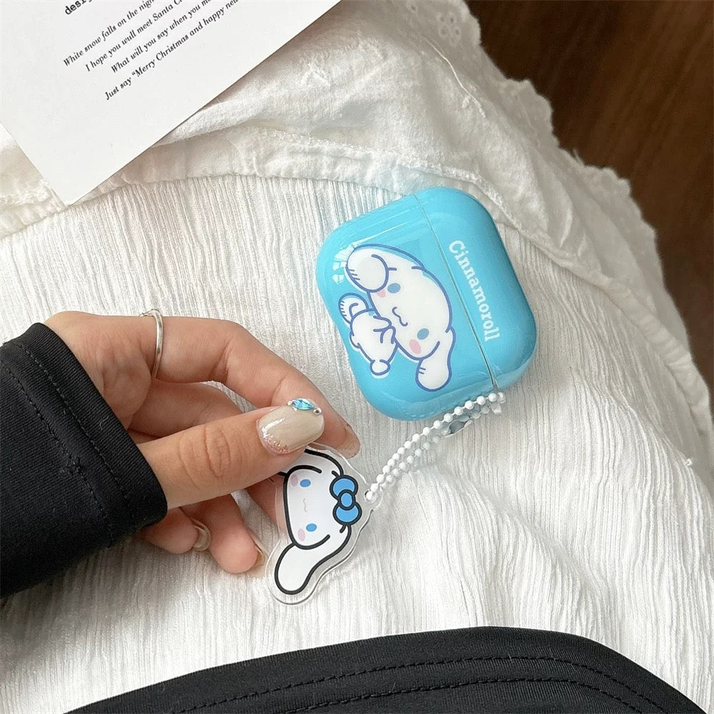 Japanese Cartoon Classical Cinnamoroll Pochacco Sky Blue Mint Green with Keychain - AirPods AirPodsPro AirPods3 AirPods4 Case KawaiiGiftLand