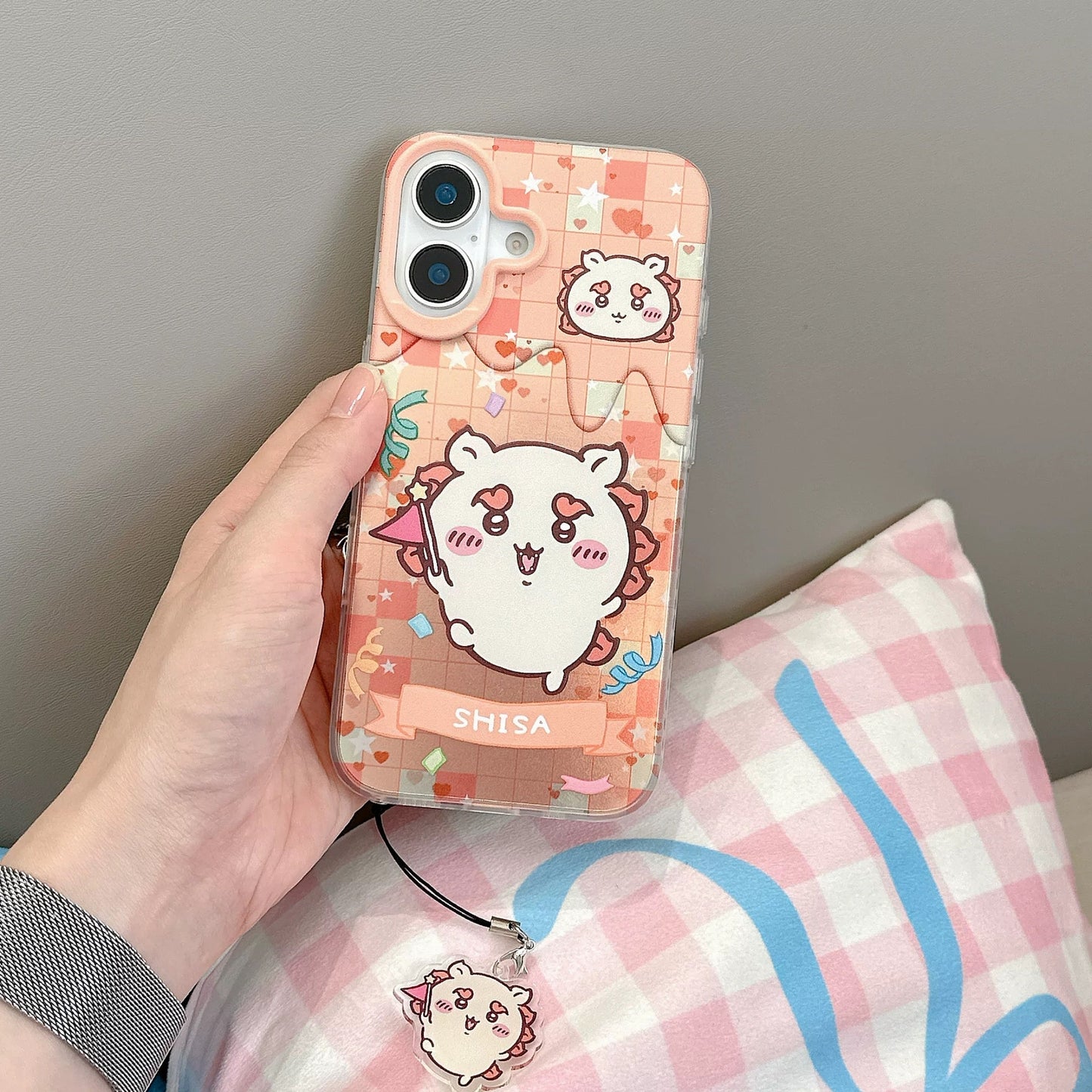 Japanese Cartoon ChiiKawa iPhone Laser Case with Strap | Happy Party Rakko Kurimanju Shisa Furuhonya - Phone Case Samsung Galaxy S26 S25 S24 S23 S22 S21 FE Ultra Edge