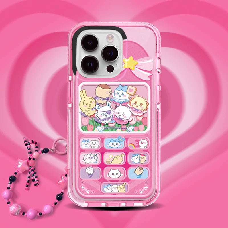 Japanese Cartoon ChiiKawa | Kawaii Mobile Phone Angel Devil Chiikawa Hachiware Usagi Momonga with Phone Strape - iPhone Case 11 12 13 14 15 16 Pro Promax KawaiiGiftLand