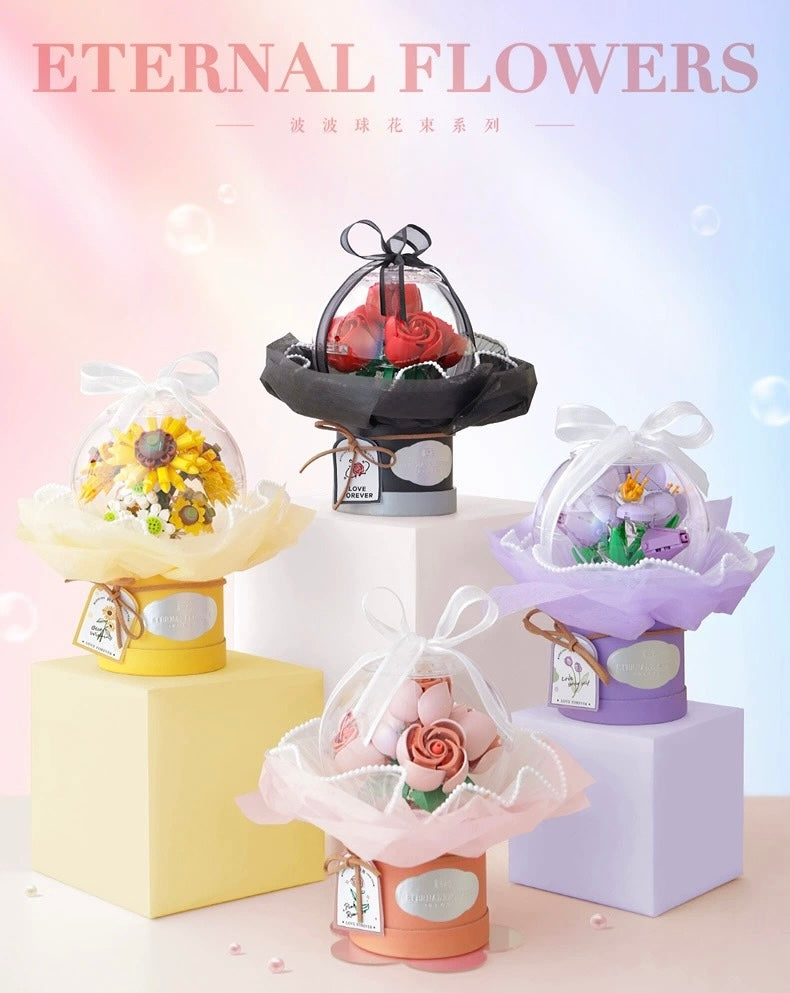 Loz Building Block Eternal Flowers Set | Rose SunFlower - with LED Lights Valentine Wedding Gift DIY Handmade Gift