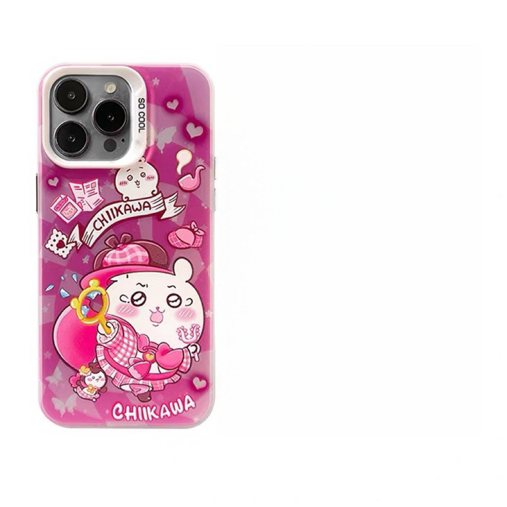 Japanese Cartoon ChiiKawa Detective Laser Case | ChiiKawa Hachiware Usagi Momonga - iPhone Case 11 12 13 14 15 16 16e 17 17e 18 Pro Promax