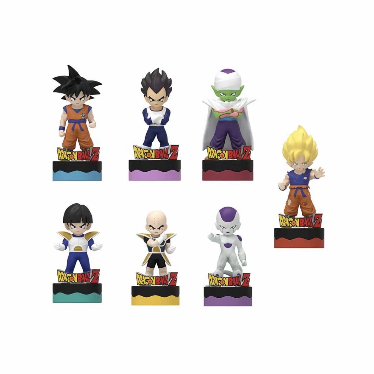 Full line-up of seven Dragon Ball Z mini figure stamp designs