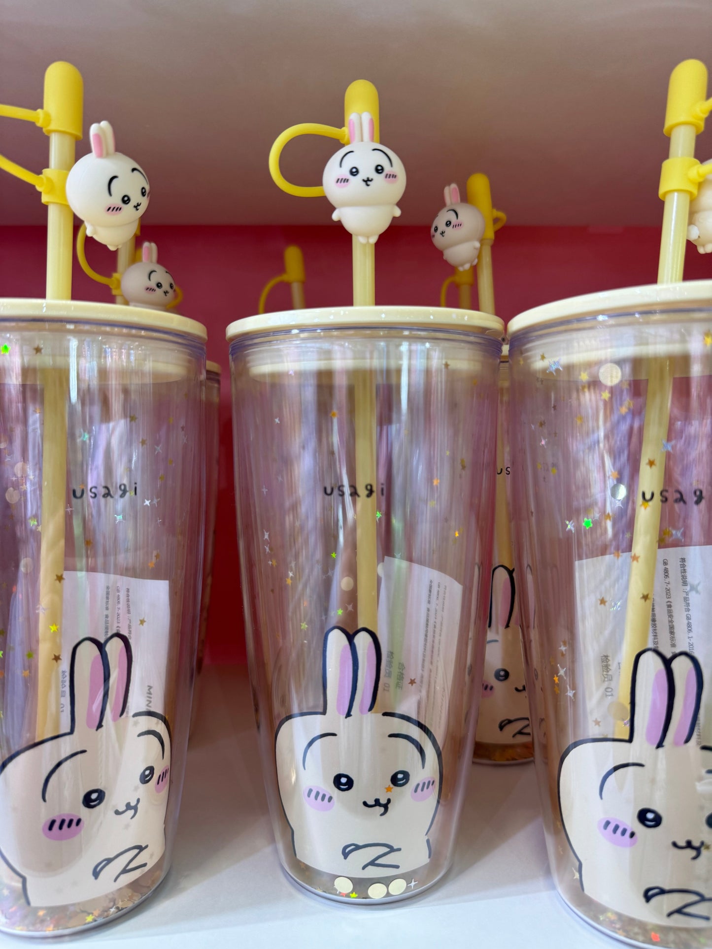 ChiiKawa X Miniso | ChiiKawa Hachiware Usagi Glitter Cool Warm Big Water Cup - Kawaii Item Decoration KawaiiGiftLand