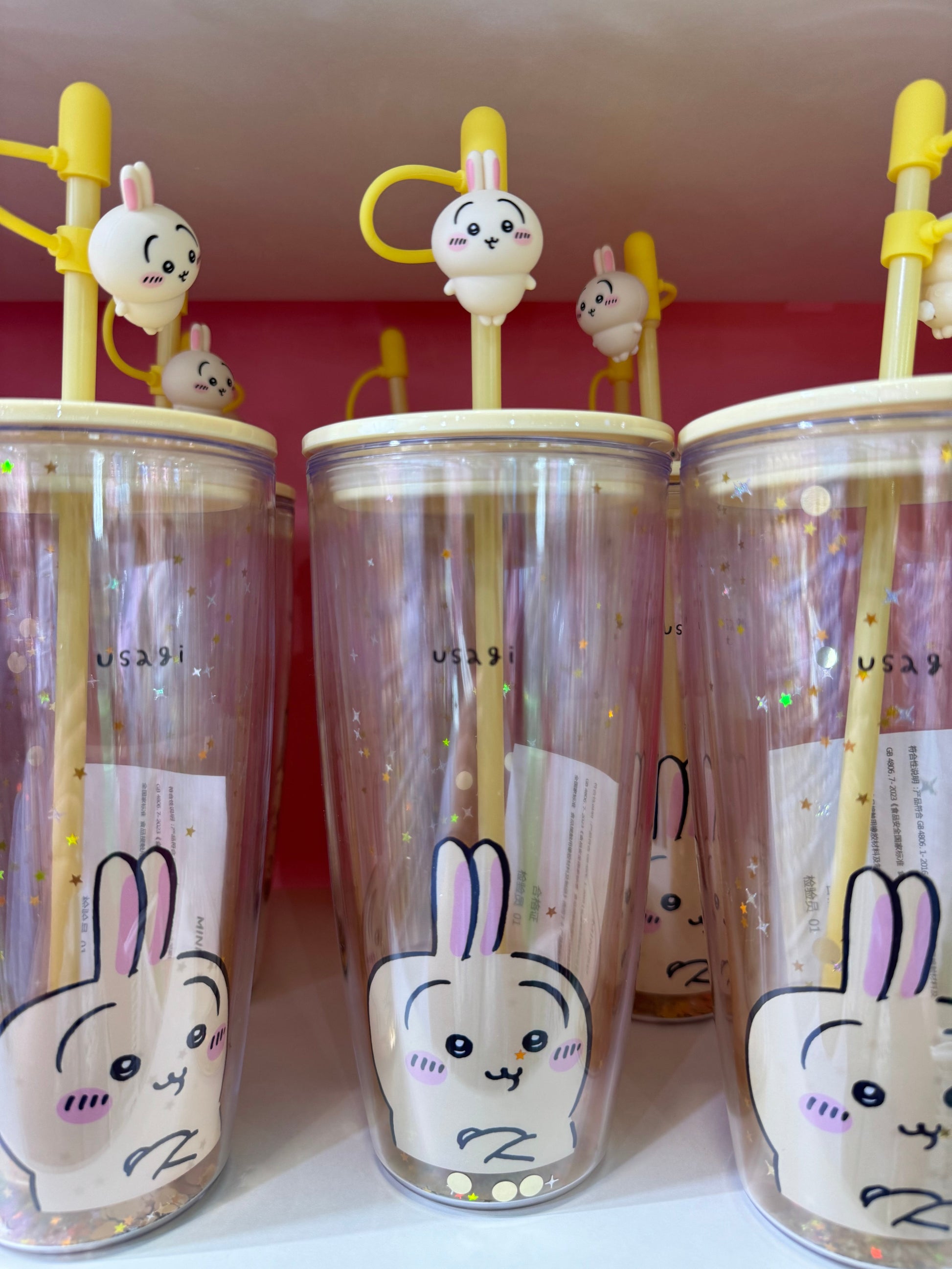 ChiiKawa X Miniso | ChiiKawa Hachiware Usagi Glitter Cool Warm Big Water Cup - Kawaii Item Decoration KawaiiGiftLand