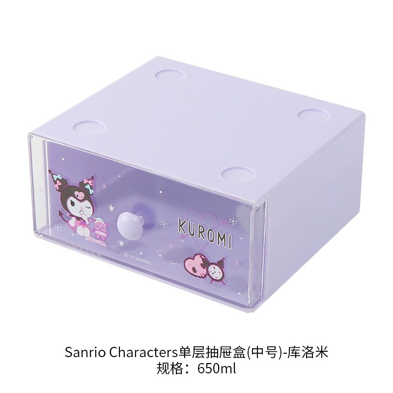Miniso Sanrio Hello Kitty My Melody Kuromi Cinnamoroll Single Storage Drawer Desk Helper KawaiiGiftLand