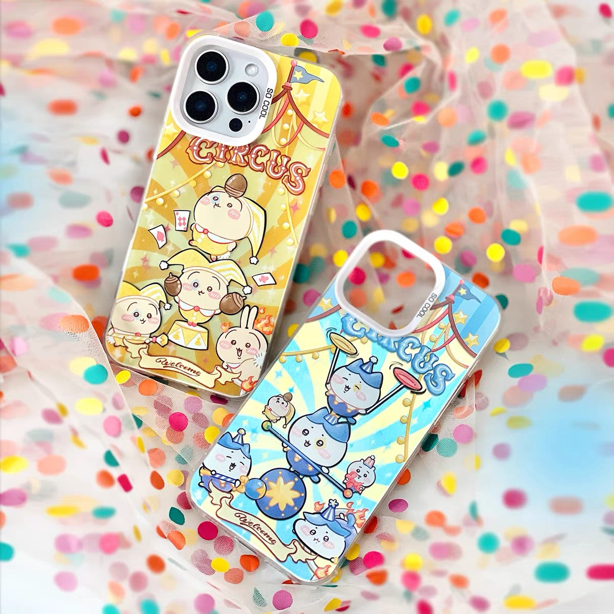 Japanese Cartoon ChiiKawa Circus Laser Case | ChiiKawa Hachiware Usagi Momonga - iPhone Case 11 12 13 14 15 16 16e 17 17e 18 Pro Promax