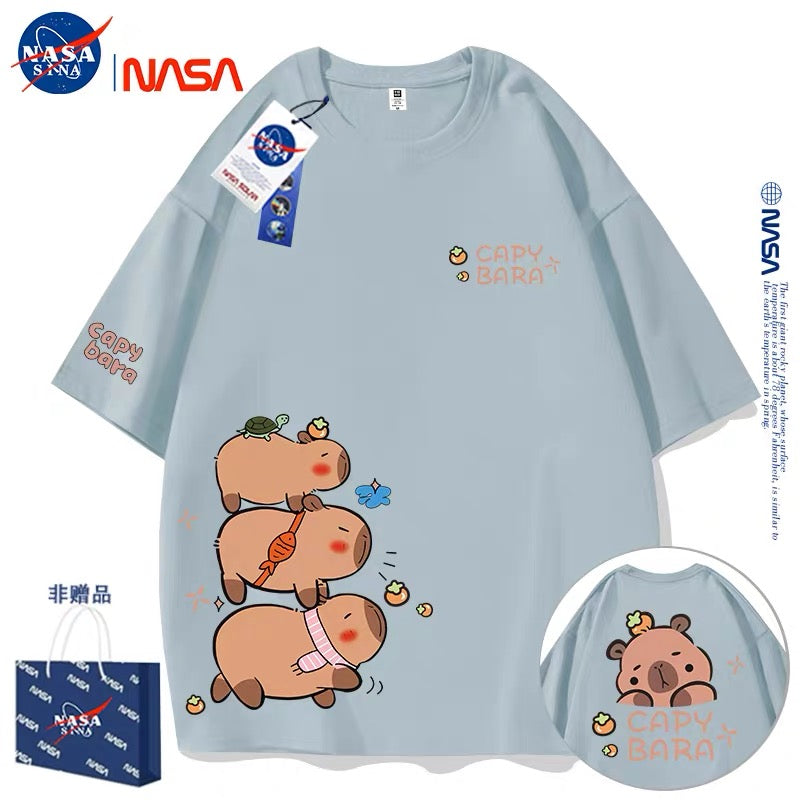 Cute Animals Capybara Style T-Shirt Series | Fun Capybara Group Front & Back Part2 - Kawaii Fashion Items for Child & Adult