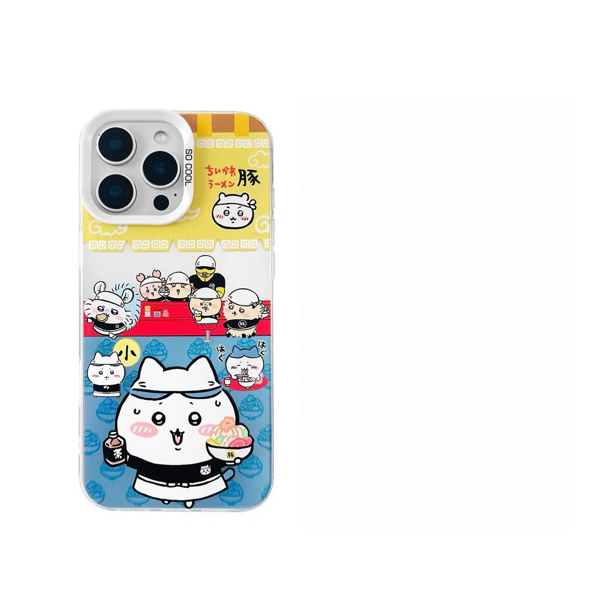 Japanese Cartoon ChiiKawa Pork Ramen Restaurant Laser Case | ChiiKawa Hachiware Usagi Momonga - iPhone Case 11 12 13 14 15 16 16e 17 17e 18 Pro Promax