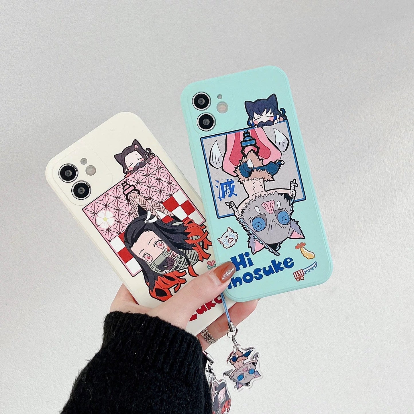 Japanese Anime Kimetsu no Yaiba Demon Slayer Pick Up Version | Tanjiro Zenitsu Inosuke Nezuko - iPhone Case PLUS SE2 XS XR X 11 12 13 14 15 16 Pro Promax 12mini 13mini KawaiiGiftLand