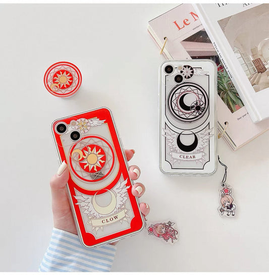 CardCaptorSakura Sakura Clean Card | Black Clear & Clown - iPhone Case XS XR 11 12 13 14 15 16 Pro Promax KawaiiGiftLand
