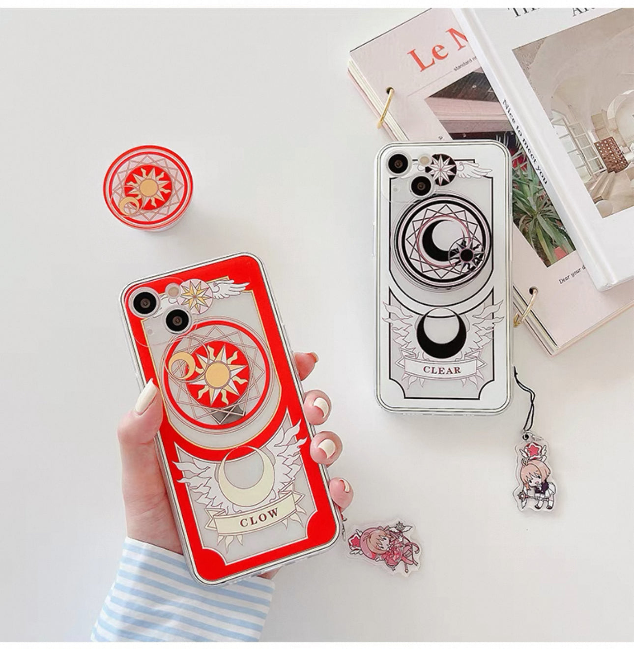 CardCaptorSakura Sakura Clean Card | Black Clear & Clown - iPhone Case XS XR 11 12 13 14 15 16 Pro Promax KawaiiGiftLand