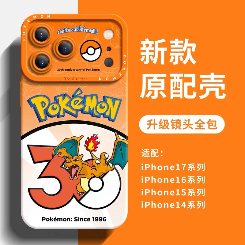 日本製漫画ポケモンシリコンケース ポケモン30周年バージョンパート3 | フシギバナ ヒトカゲ カメックス ライチュウ ニョロボン オコリザル ウインディ ニドキング 8スタイル - iPhoneケース PLUS SE2 XS XR X 11 12 13 14 15 16 16e 17 17e Pro Promax 12mini 13mini