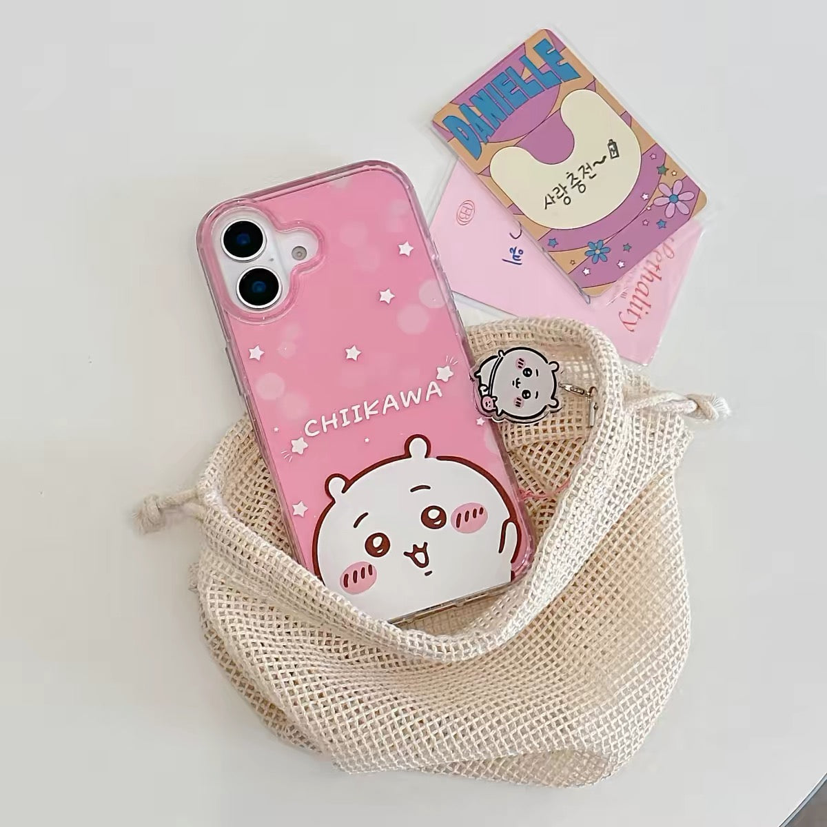 Japanese Cartoon ChiiKawa Gittler Colour Clear Case with Phone Strape | Say Hi Chiikawa Hachiware Usagi Momonga - Phone Case Samsung Galaxy S26 S25 S24 S23 S22 S21 FE Ultra Edge