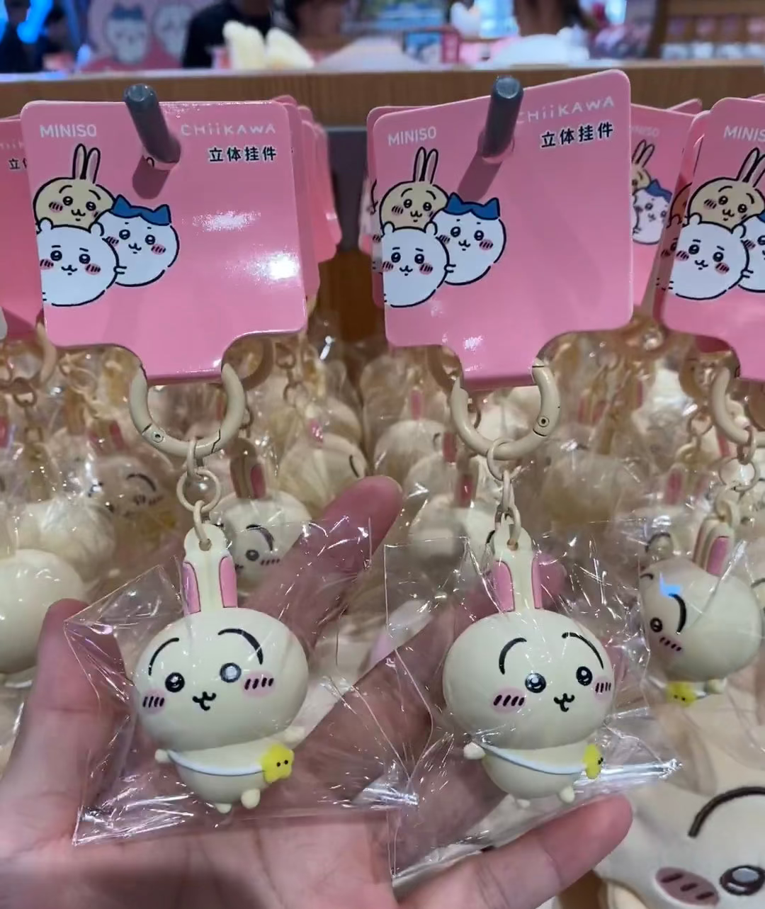 ChiiKawa X Miniso | Outing with bag ChiiKawa Hachiware Usagi Plastic Keychain - Kawaii Items Cute Accessories KawaiiGiftLand