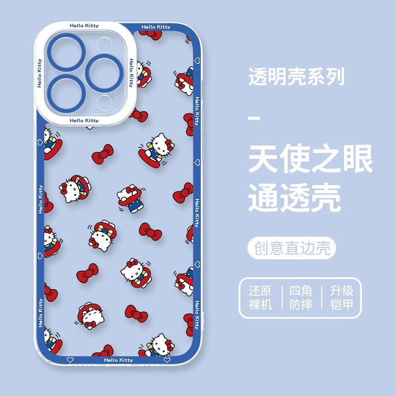 Japanese Cartoon Hello Kitty | Vintage Kitty Blue Version 5 Styles - iPhone Case PLUS SE2 XS XR X 11 12 13 14 15 16 16e 17 17e Pro Promax 12mini 13mini