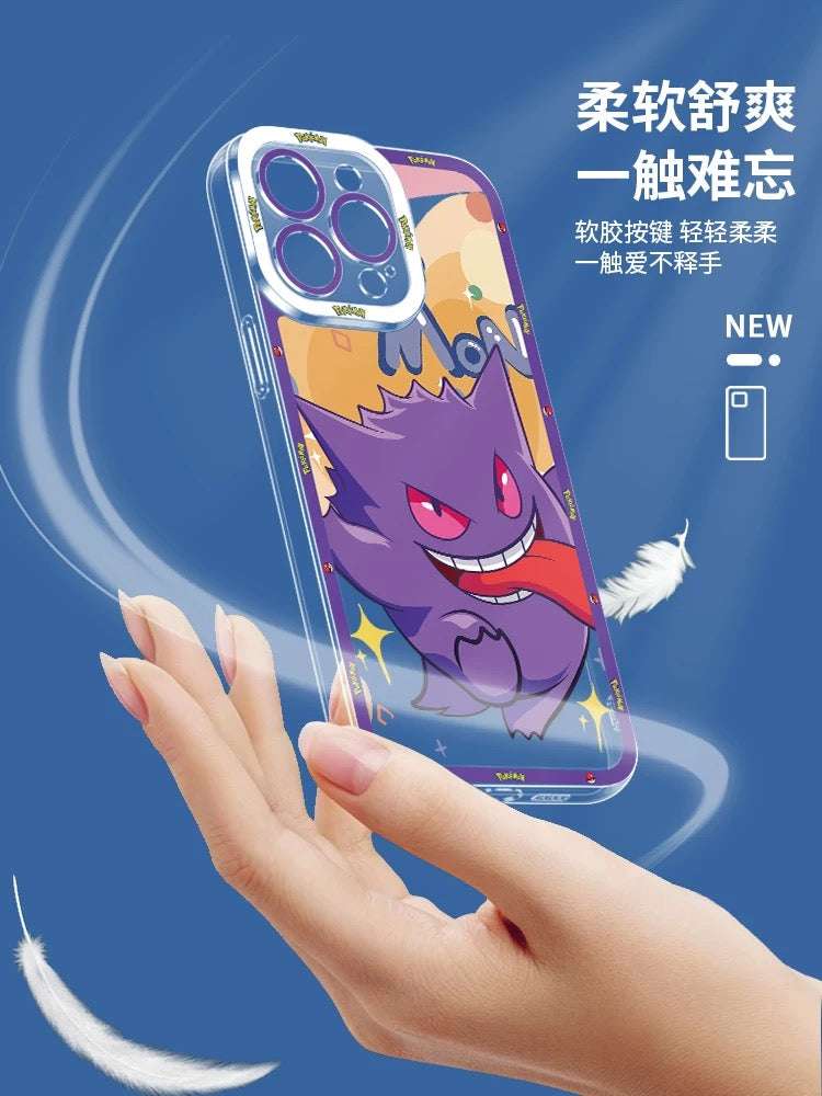 Japan Cartoon Pokemon Happy Party Verison | Gengar - iPhone Case 6 7 8 PLUS SE2 XS XR X 11 12 13 14 15 16 16e Pro Promax 12mini 13mini