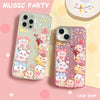Japanese Cartoon ChiiKawa Laser & Clean Case | Music Party with Firework Chiikawa Hachiware Usagi Momonga Kurimanju Rakko Shisa Crab - iPhone Case Plus SE2 11 12 13 14 15 16 16e 17 17e Pro Promax 12mini 13mini