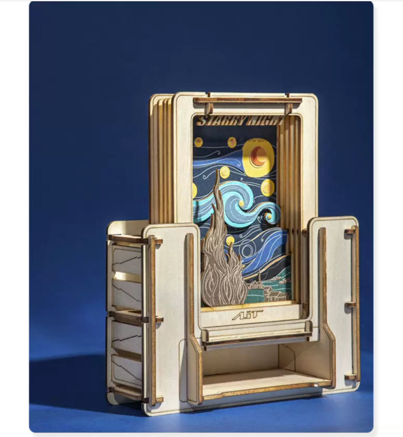 DIY Wooden Jigsaw Puzzle Multi-Purpose World Famous Paintings | Starry Night - Art Frame Home Decoration Gift