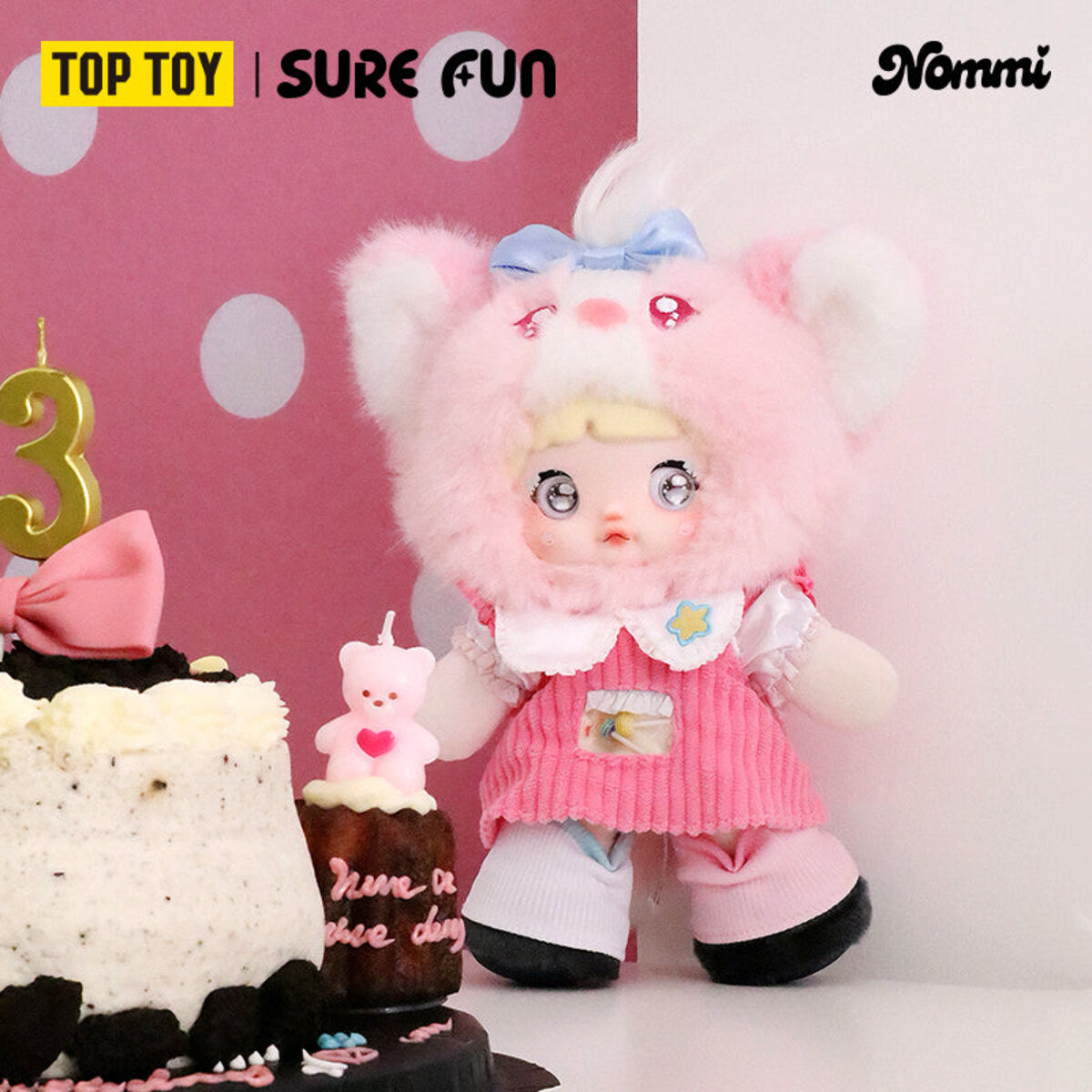Nommi Treasure Collector Series Candy Collector plush doll with a birthday cake
