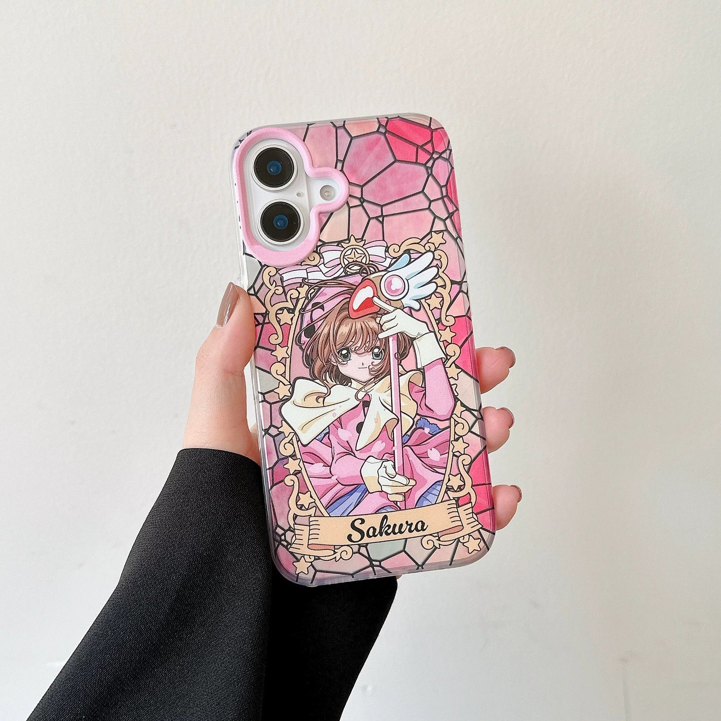Japanese Cartoon CardCaptorSakura Layer Glass Window Version | Pink Blue Orange - iPhone Case 6 7 8 PLUS SE2 XS XR X 11 12 13 14 15 16 Pro Promax 12mini 13mini KawaiiGiftLand