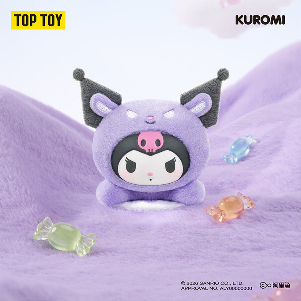 TOPTOY Sanrio Sweet Whispers Stickers Series Kuromi plush charm - Kuromi in a purple bat hood