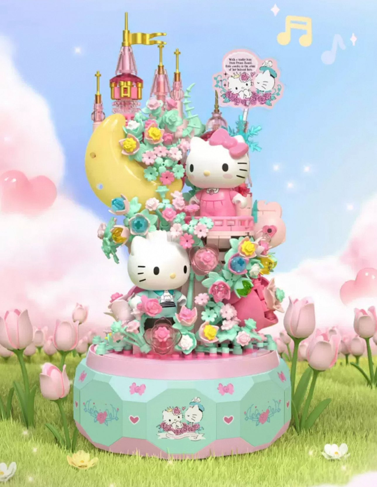Sanrio Romantic Moon Light Music Box | Hello Kitty Little Twin Stars - Limited Edition Mini Building Blocks Toy Collections KawaiiGiftLand