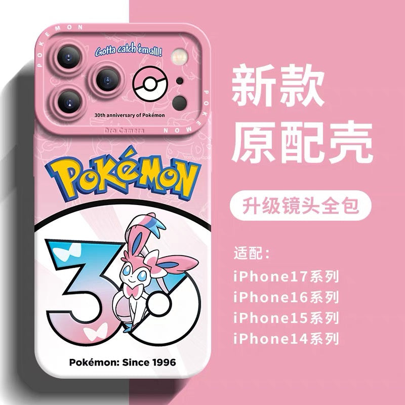 เคสซิลิโคนลายการ์ตูนญี่ปุ่น Pokemon รุ่นครบรอบ 30 ปี ตอนที่ 18 | อีวุยร่างพัฒนา Flareon Vaporeon Jolteon Espeon Umbreon Leafeon Glaceon Sylveon 8 สไตล์ - เคสโทรศัพท์ Samsung Galaxy S26 S25 S24 S23 FE Ultra Edge