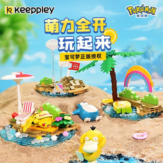 Pokemon Fun Beach Party Theme | Pikachu Psyduck Snorlax - Building Blocks Toy Collections